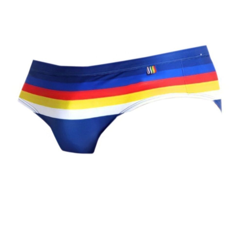 Men's Speedo Blue Stripes flattering fit swim briefs swimwear Size M - Picture 3 of 6